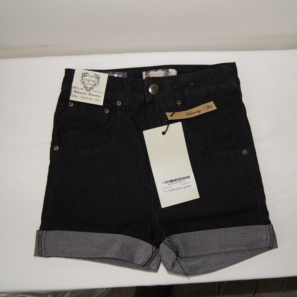 Kelly High Waisted Denim Tube Shorts - Size 2